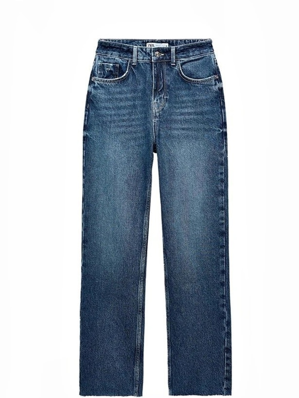 Zara Denim Straight Cut Jeans with a High Waist